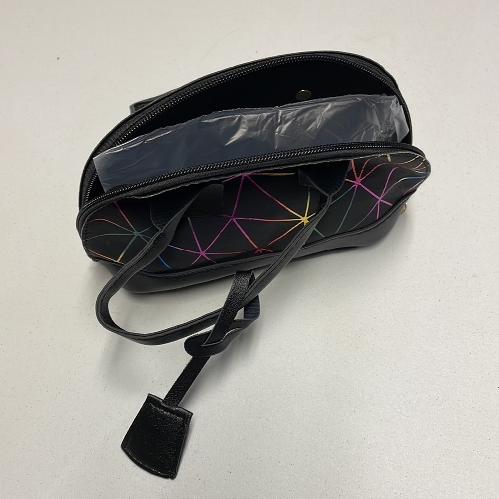 Black Geometric Ombre Design Dome Mini Bag - Picture 8 of 14